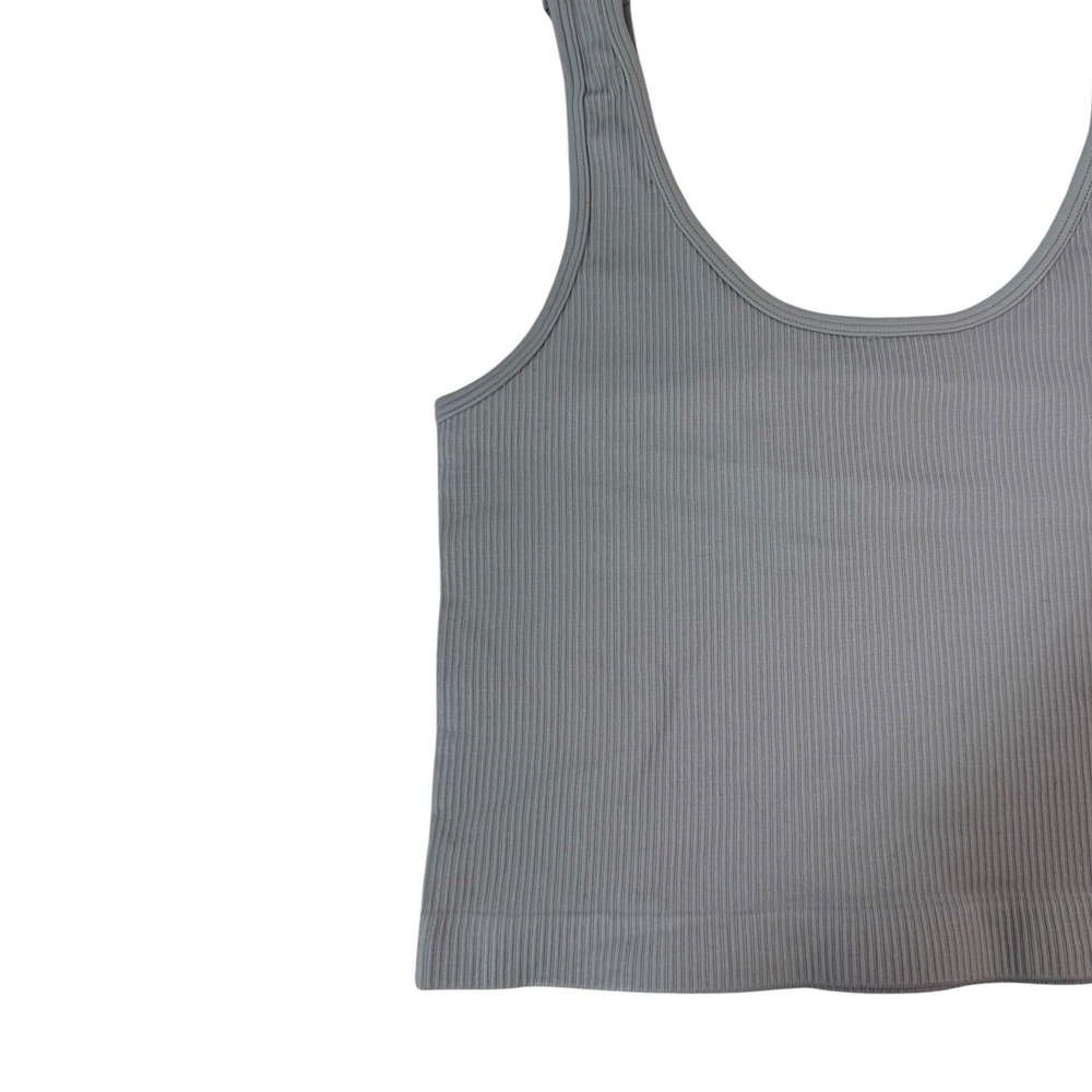 OQQ Seamless Ribbed Cropped Tank Top Large Gray NWOT - Picture 3 of 6
